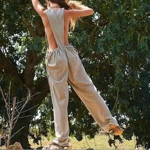 Free People Beach Let’s Chill Jumpsuit Sage Green Size Extra Large